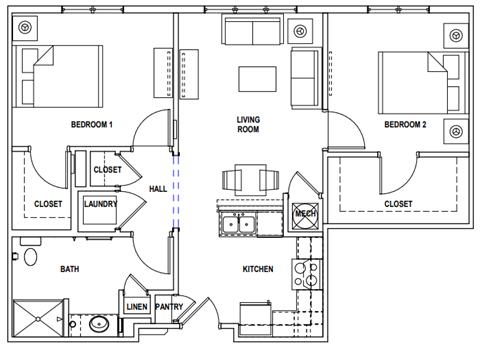 2 Bedroom Floor Plan at Sweetwater Point, Georgia, 30135